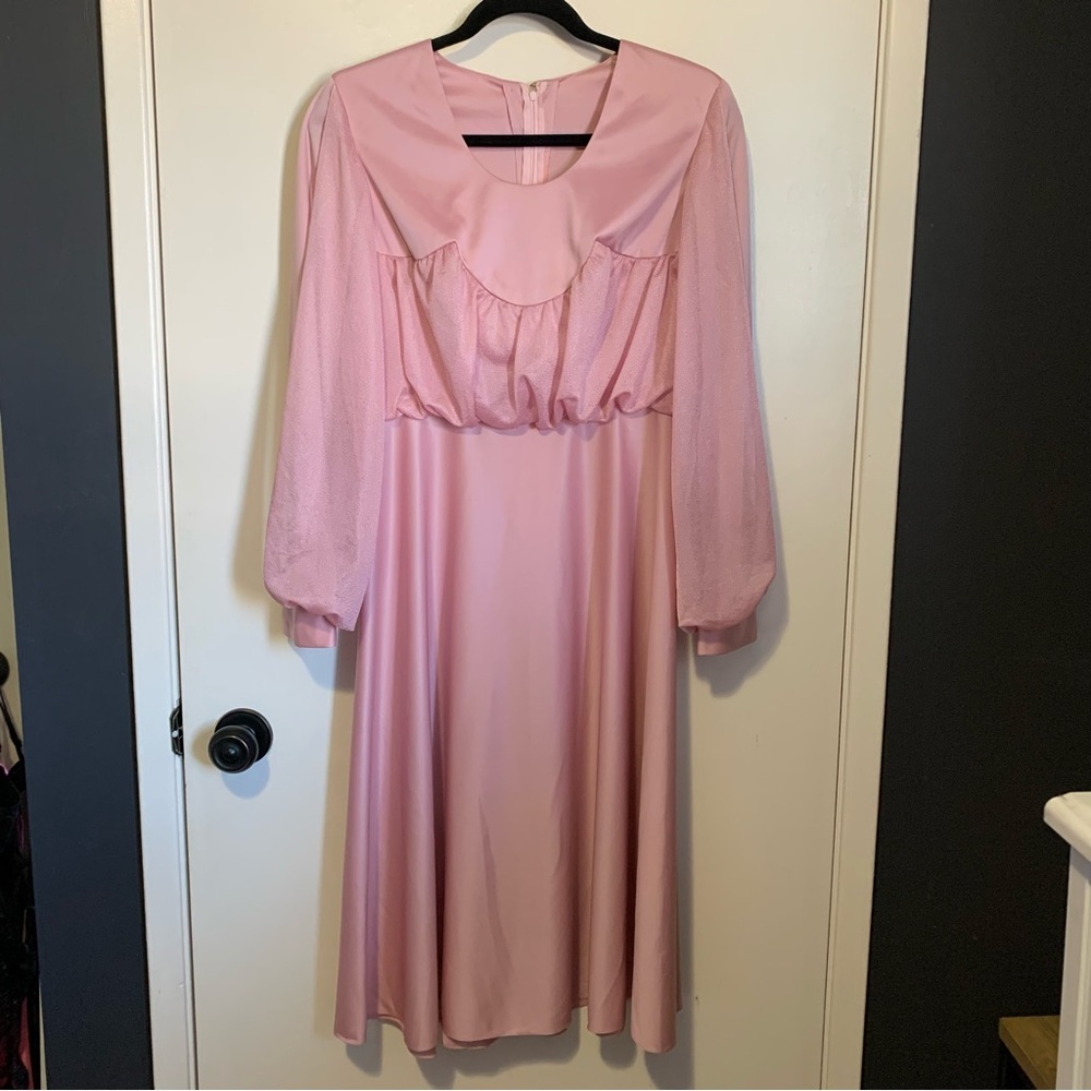 Vintage 80s Pink Dress Prom Formal Small Handmade Pretty In Pink Midi